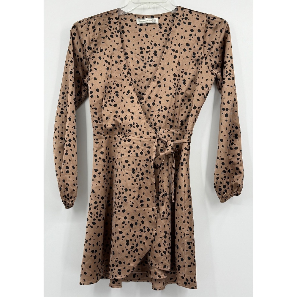 Abercrombie & Fitch Babydoll Animal Print‎ Wrap Dress XS Mobwife Y2K Officesiren